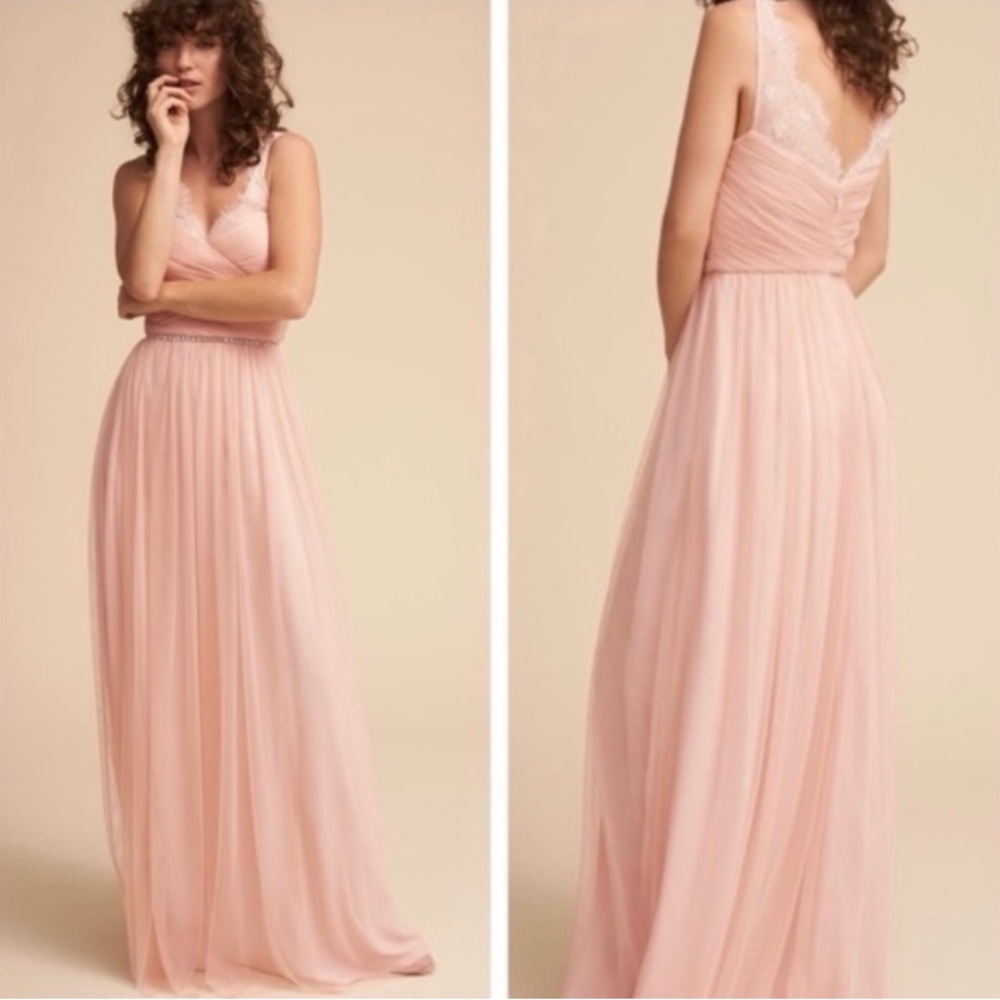 BHLDN | Hitherto Fleur Dress Soft Pink Chiffon | 4